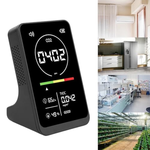 Detector de calidad del aire con sensor NDIR y medidor de TVOC recargable 5