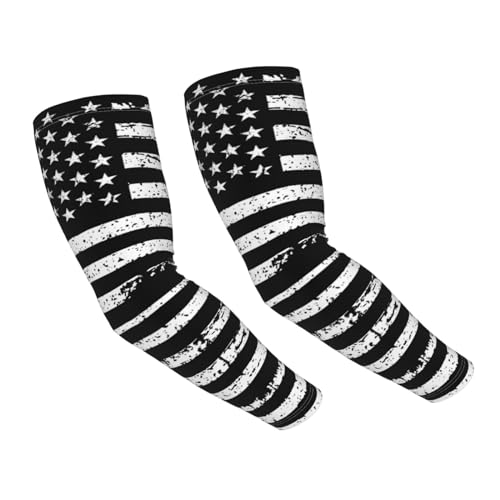 RUAYSNI Cute Black And White American Flag Cooling Arm Sleeves