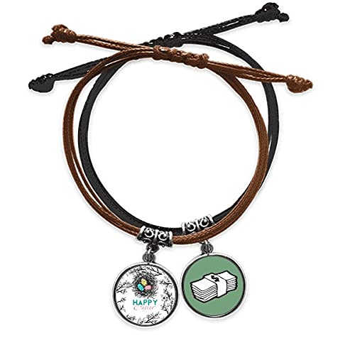 Pulsera de cuero Feliz Pascua, regalo de festival religioso, cadena de mano nido