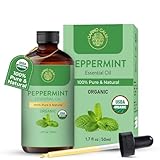 Carno Calm Peppermint Essential Oil | USDA Certified Organic Peppermint Oil | for Diffuser, Skin, Hair, Aromatherapy, Soap & Candle Making | 1.7 fl. oz