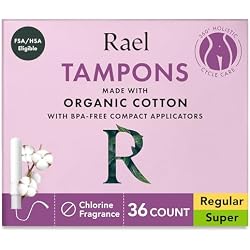 Rael Compact Applicator Tampons with Organic Cotton Core (36 Ct, Bundle) | Period Tampons for Women, Multipack, Regular & Super Absorbency, BPA-Free, Chlorine-Free, Leak Locker Technology, Unscented