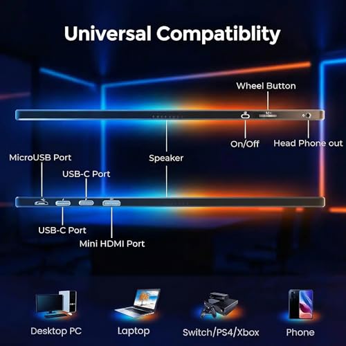 Image of TUTT 15.6 Inch 4K UHD Gaming Portable Monitor with 8000mAh Battery, 600 Nits Brightness, IPS Panel, Black