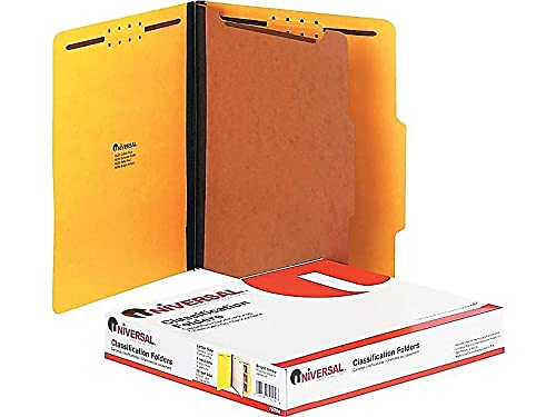 Universal 10204 Pressboard Classification Folders, Letter, Four-Section, Yellow, 10/Box - Thumbnail 4