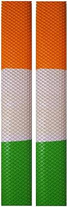 BR DIAMOND Tiranga Bat Grip Cricket Bat Grip Sturdy & Comfortable Multicolour Rubber Built Ideal for Full Size Short Handle (Pack of 2)
