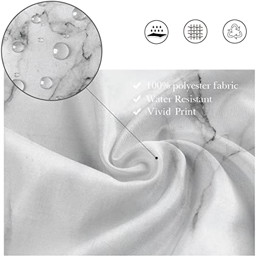 Kikiry White Marble Shower Curtain Mat Set 2 Pcs Non-Slip Rug Surface Pattern Abstract 12 Pack Plastic Hooks Woman Lady Female Art Print Bathroom #TOP1