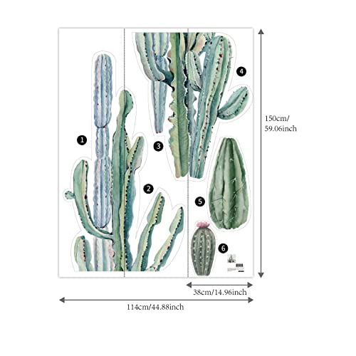 Astrkiz Large Tropical Watercolor Boho Cactus Wall Decals Peel And Stick, Pvc Saguaro Cactus Wall Stickers, Botanical Wall Art Decor For Kids Room Playroom Nursery Bedroom Classroom #TOP1
