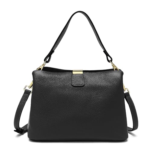 Image of Small Women Soft Genuine Leather Shoulder Bag Crossbody Purses for Lady Bucket Handbag