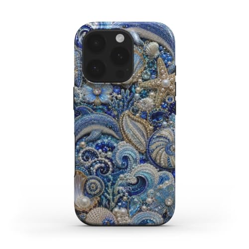 Coque double couche iPhone 17 Pro Max anti-chute avec perles