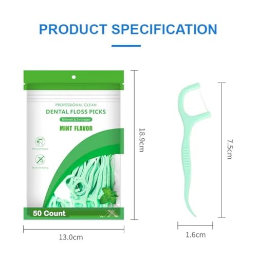 Image of friederich Fresh Mint Dental Floss Picks | Dentist Designed & most convenient teeth Flosser for fresh Breath & complete oral plaque removal (Fresh Mint)