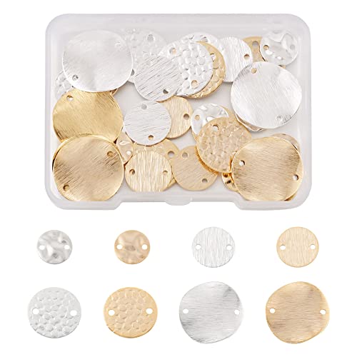 Cheriswelry 48Pcs Brass Links Connectors Textured Links 10-18mm for DIY Bracelet Earring Necklace