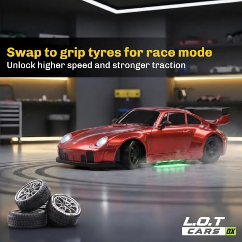 Image of L.O.T TOYS Flare Rc Drifting Car | 20Kmph, 2.4Ghz | Rc Car 4x4, Remote Control Car, Drift Car, Birthday Gift, Boost Mode, Long Range Remote, Hard Plastic Top with LED Head Light (Burnout Red)