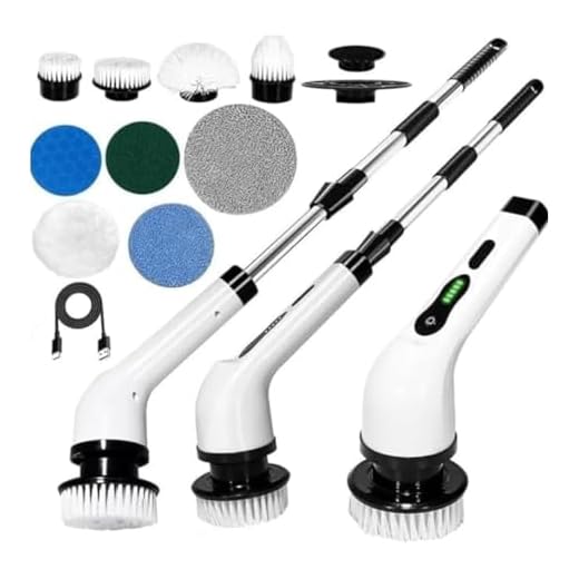 Escova De Limpeza Giratória 9 em 1 Elétrica Recarregável Com Cabo Ajustável Esfregão Multiuso Para Piso, Azulejo, Banheiro 360º Potente Premium