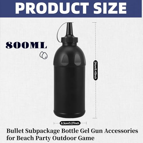 Image of 2pcs Bullets Beads Bottle:800ml Plastic Holder Black Refill Container Liquid Toy Bead Holder Outdoor Game Accessories