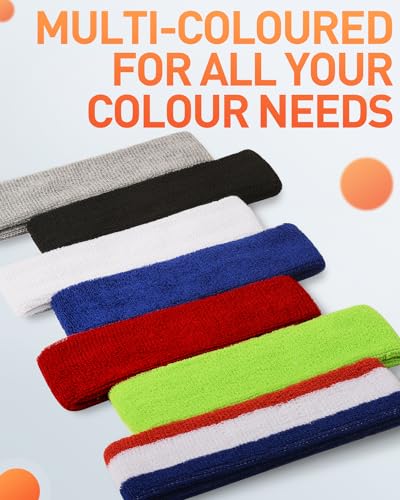 Image of Tanluhu Sweatbands Sport Headbands for Men & Women,4 Pcs Terry Cloth Sweat Band for Tennis, Running, Basketball, Working Out, Execise - Athletic Sweat Cotton Headband Outdoor