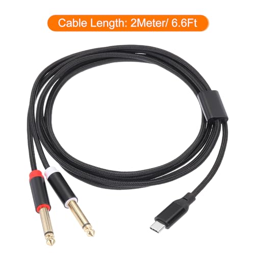 Cable USB C a Doble Jack 6.35mm Estéreo 2m miniatura 2