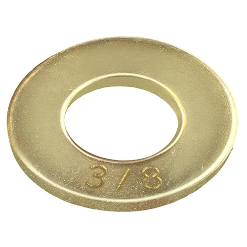 Image of 3 /8 inch (100 Pack) Grade 8 SAE Washer, Thru-Hardened, Yellow Zinc by Makers Bolt