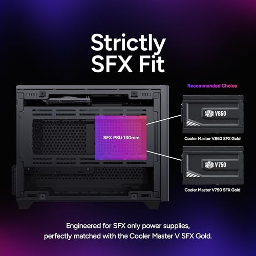 Image of Cooler Master Tempered Glass, Alloy Steel NR200 SFF Small Form Factor Mini-ITX Case with Vented Panel, Triple-slot GPU, Tool-Free and 360 Degree Accessibility, Without PCI Riser (Black)
