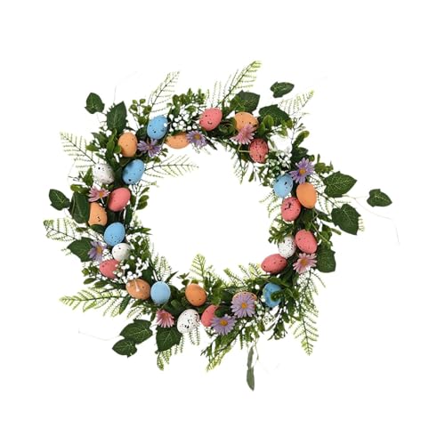 Colcolo Couronne de Fleurs d'œufs de pâques, Couronne de Printemps, Guirlande de Porte de pâques pour Porte d'entrée