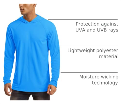 Image of MAGCOMSEN Men's Hooded UPF 50+ Sun Protection T Shirts Long Sleeve Athletic Fishing Shirts Rash Guards