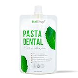 NATSHOP | Pasta Dental Natural de Menta Orgánica Sin Flúor 100 g - Con Aceite de Coco y Vitamina E Libre de Químicos y...