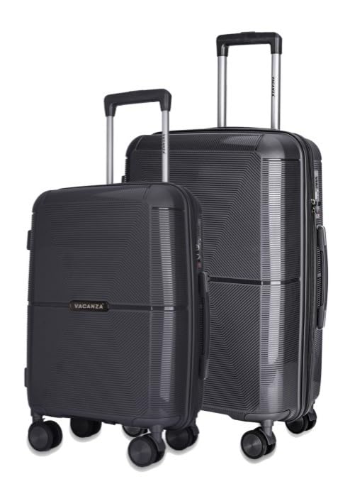 Image of 3G VACANZA Hard-Side Polypropylene Cabin & Check-in Luggage Set of 2 Grey Trolley Bags (55 & 65 Cm)