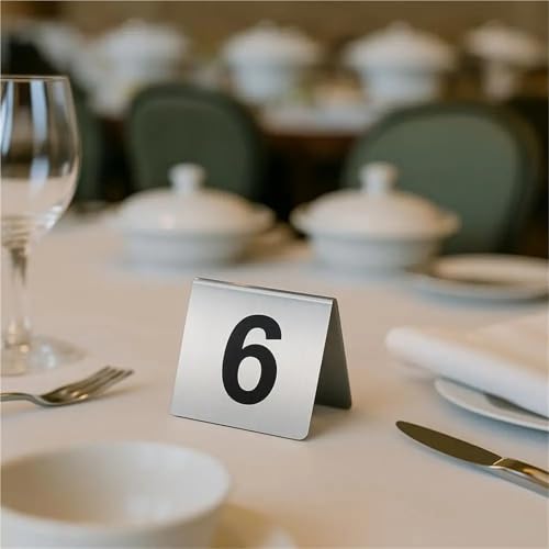 Numéros de table en acier inoxydable kit 1-20 signalisation métal pour restaurant et cuisine - 5