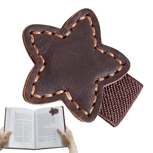 レトロペンタグラムブックマーク - マグネティックレザークリップ、クラシックブックバンドホルダー|女性のためのクリエイティブリーディングツールアクセサリー男性学生教師著者著者の本愛好家コレクター