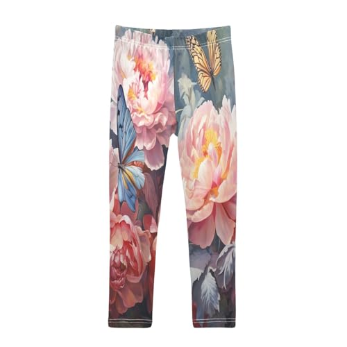 Toddler Girls Leggings Printed Yoga Pants Leggings Peony Butterfly for Kids