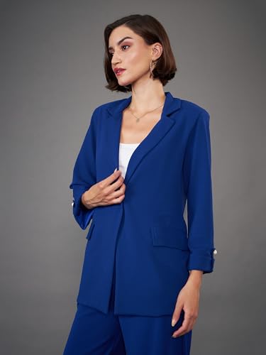 Image of Sassafras worklyf Women's Blazer Regular Fit Full Sleeves Longline Front Open Show Pocket - Casual Workwear Blazers