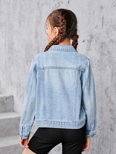 WDIRARA Girl's Ripped Flap Pocket Button Front Long Sleeve Collared Denim Jacket3
