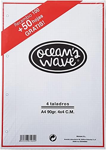 Office Box - Recambio De Papel A4 Para CARPETA&BLOCK – 4 Anillas