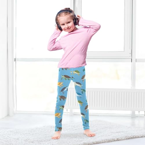 Sea Turtles Girls Leggings Toddler Doodles Kids Yoga Pants Dance Active Tights 4T4