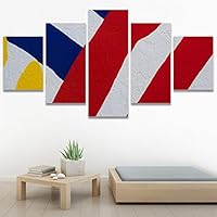 SIGNWIN 5 Panel Canvas Wall Art Abstract Colorful Geometric Hallway Minimalist Mixed Media Multicolor Patterns for Home Decorations Ready to Hang - 60