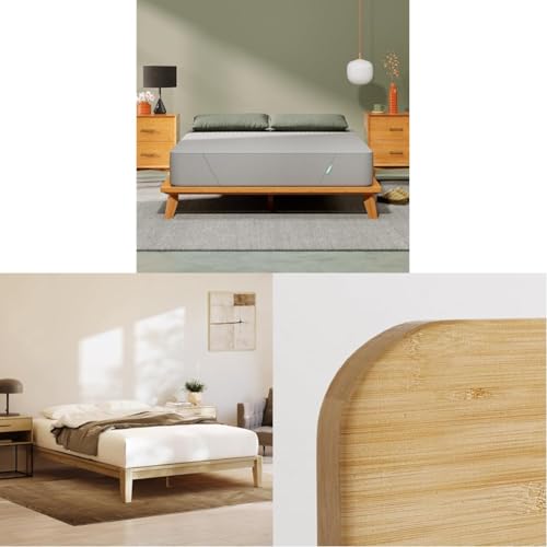 Siena 10” Full Mattress with Bamboo Bed Frame & Headboard - Natural Color - Medium Firm Memory Foam - Premium Pressure Relieving Layers - Easy Tool Free Set Up - Holds Up to 800 Pounds