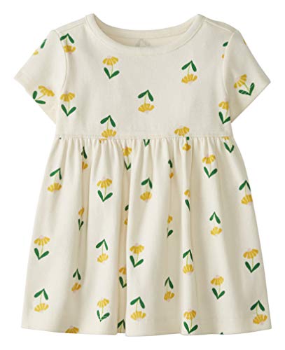 Moon and Back by Hanna Andersson Girls' Baby Knit Dress, Ecru Flower, 6-12 mos