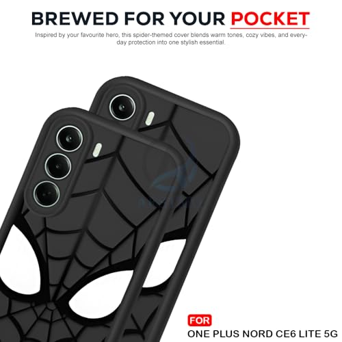 Image of AESTMO Back Case Cover for OnePlus Nord CE 6 Lite 5G Cover | Spidey Face Mask Design | Silicone Case | Full Body Protection | Camera Protection Back Cover (Black)