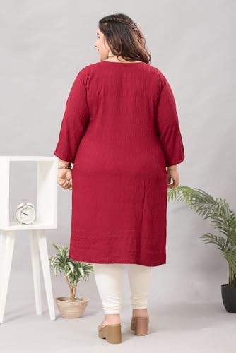 Image of DARIKA Women's Cotton Chikankari Straight Kurti Multiple Color in from Small to Plus Size.