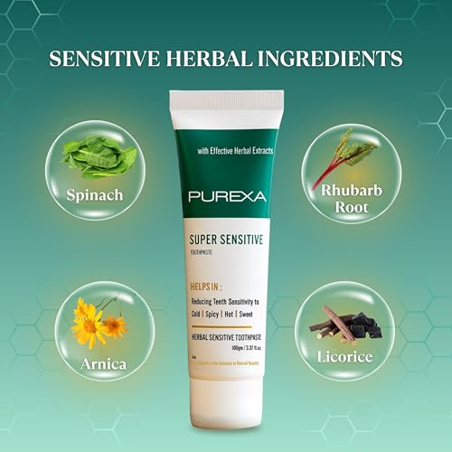 Image of PUREXA ONE Sensitive Herbal Toothpaste For Sensitive Teeth | TWO Bamboo Charcoal Soft Toothbrush For Teeth whitening, Antibacterial And Biodegradable For Adult and Kids