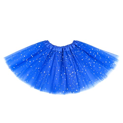Fepdiu Girls Tutu Skirt 3 Layers Stars Sequins Tulle Toddler Ballet Skirts Girls Tulle Tutu Dance Fit Most 3-10 yrs for Dance Party Costume (Royal Blue)