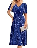 Bridesmay Glitter Sequin Formal Cocktail Dresses for Wedding Guest Short Sleeve Tea Party Dress Glitter RoyalBlue L