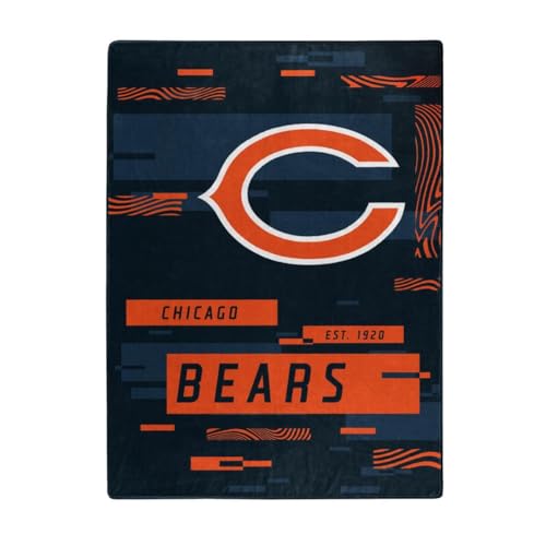 NORTHWEST ENTERPRISES NFL Digitize Design Plush Raschel Thow Blanket, 60"x80" (Chicago Bears)