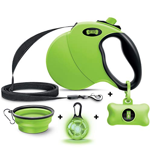 Ruff 'n Ruffus Retractable Dog Leash + Free Waste Bag Dispenser and Bags
