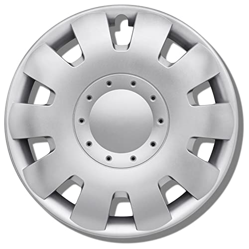 Enjoliveurs Argent Mat 15 Pouces - Lot de 4 enjoliveurs de 13 à 16 Pouces - Neptun pour la Plupart des Marques de Voitures et Jantes en Acier - Enjoliveurs Noirs ou argentés Cover