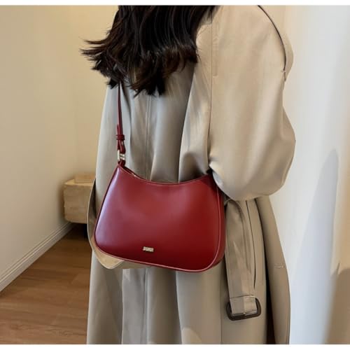 Aucuu Handtasche Damen, Umhängetasche Damen Klein Handtasche, Y2K Crossbody Bag, PU Leder Schultertasche, Mini Hobo Bag mit 2 Schultergurten für Dating Party Einkaufe, Bolso vintage