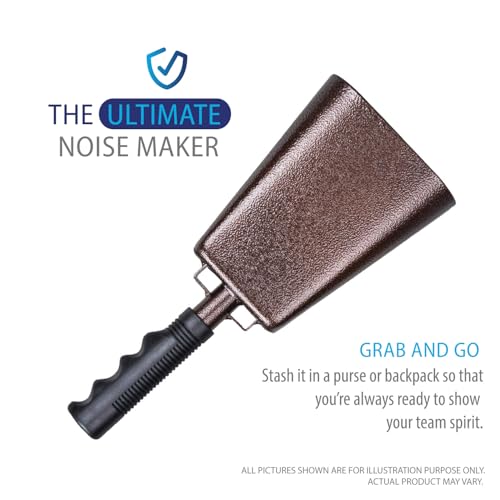 image for Deke Home - 2 Pack 10 Inch Steel Cowbells with Handle, Loud Noise Make