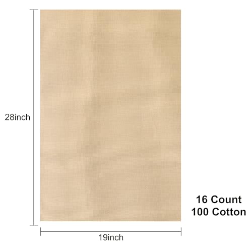 Image of Aida Cloth 16 Count Cross Stitch Fabric,19x28inch (16CT,Tan)