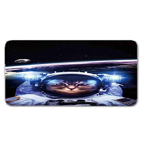FAIEK Alfombras De Pasillo Gato Astronauta Largas Moquetas Largo Entrada Felpudos Patrón 3D Anti-desvanecimiento Anti-Sucio Aplicar para Ventana De Bahia Dormitorio Sala Lavable Cortable 50x80cm