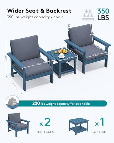 Image of SERWALL HDPE Patio Conversation Set with Side Table