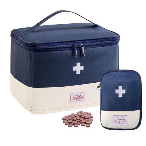 HSOOVZN Medication Organizer Storage Bag,Large Capacity Portable Pill Bottle Organizer with Hand, Empty First Aid Kit for Home and Travel
