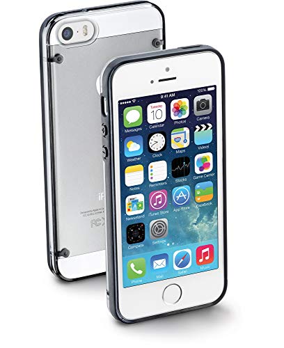 Cellular Line - Custodia per iPhone 5, Trasparente/Nero